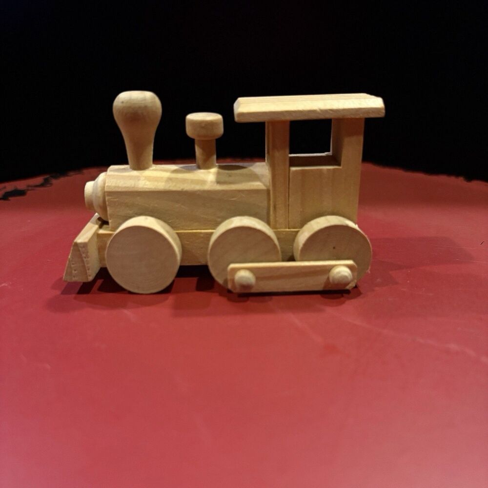Wooden Toy Train Locomotive Natural Wood Figure 4”